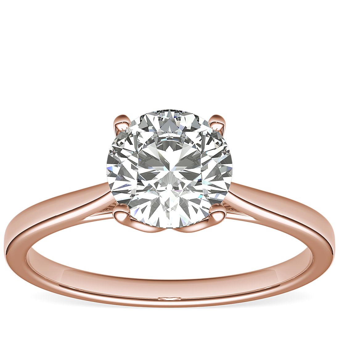 Blue Nile Monique Lhuillier 1.00-Carat Round-Cut Diamond Ring in Rose Gold